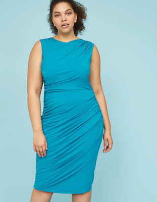 Lane Bryant Built In Smoothing Slip Ruched Sheath Dress 18-22-24-26-28 ~2x 3x 4x