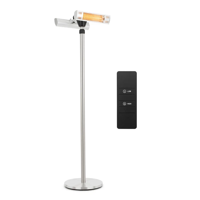 Heizstrahler Stand Terrassen Infrarot Heizgerät Garten Heizung 3000W IP55 Silber