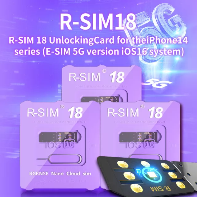 R-SIM 18 Nano Déverrouiller RSIM Carte pour iPhone 14 13 Pro MAX 12 Pro IOS 16 A