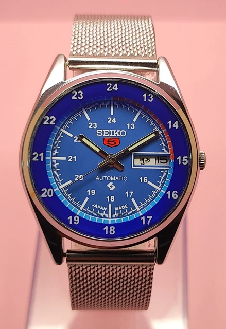 Seiko 5 automatic men's steel day/date vintage japan made watch run order