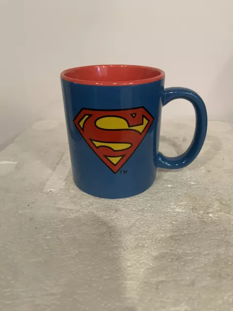 SUPERMAN DC Comics Coffee Mug 12oz Double Sided Classic Red/Blue See Photos New