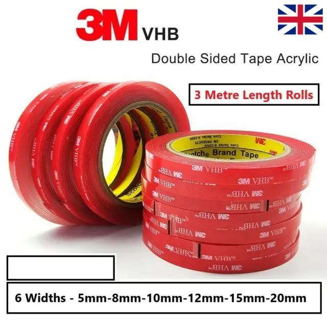 3M Vhb Double Sided Tape Roll Strong Self Adhesive Sticky Tape Acrylic Grey