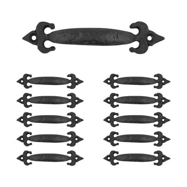 Drawer Pulls Black Hand Forged Iron Cabinet Handles Black