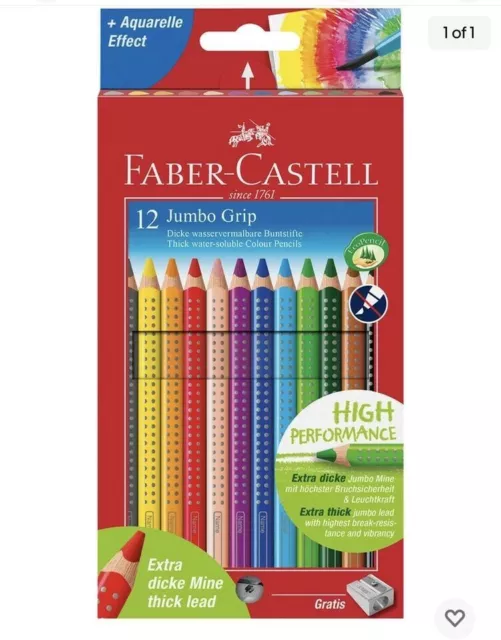 Faber-Castell Jumbo Grip Colouring Pencils - Assorted Colours (Pack of 12)