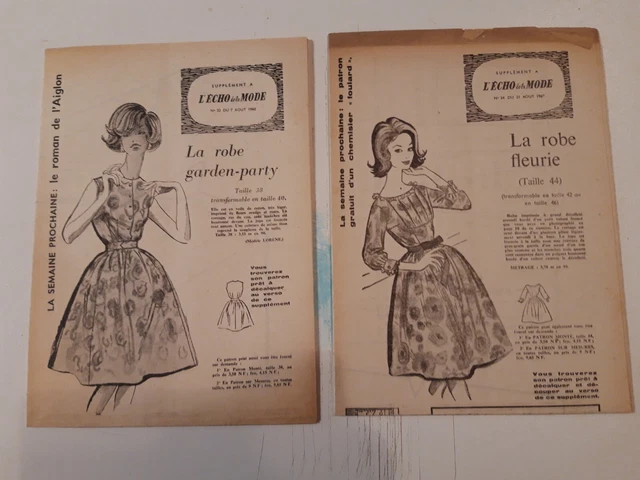 Lot De 5 Robes Vintage Parisiennes Des Années 60 – Modèles 789, 813, 811, 798, 810 – Par Mode De Paris