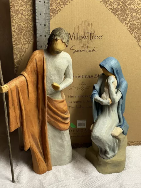 Willow Tree The Christmas Story Mary Joseph Baby Jesus Nativity 14" Orig Box