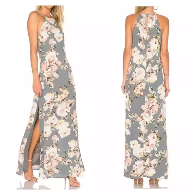 Privacy Please Revolve Asphalt Multi Floral Beldon Maxi Dress Size Small NWT
