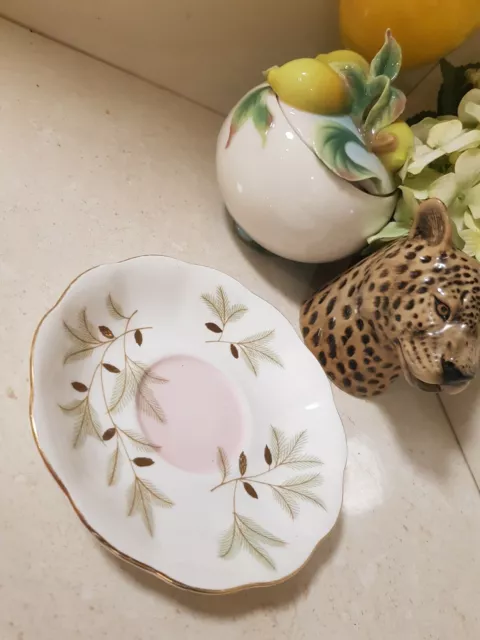 Royal Albert Pink 'Braemar' Saucer 1950s-60s Leaves & Seeds