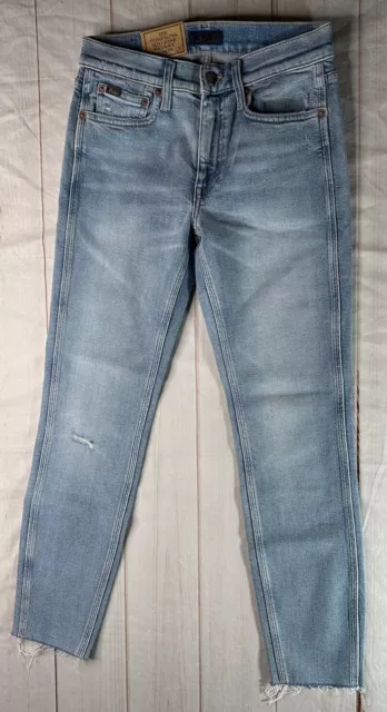 NWT Polo Ralph Lauren Womens Jeans Blue 32 The Tompkins Mid Rise Skinny Crop