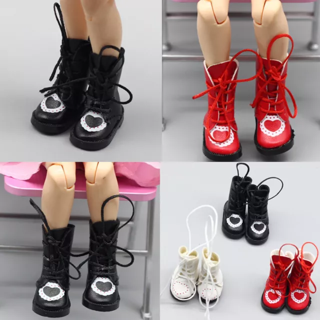1Pair PU Leather 1/8 Doll Boots Shoes for 1/6 Dolls Blythe Licca Jb Dol  ZT