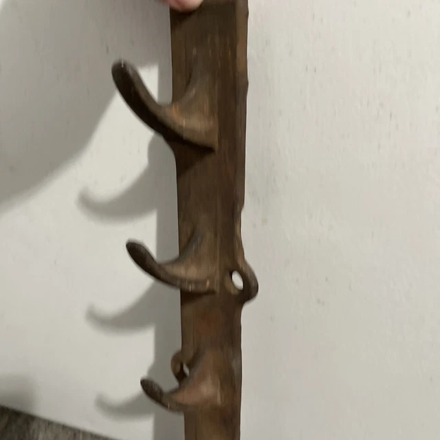 Antique Cast Iron Barn Horse Tack Harness Wall Rack Holder Farm Angled Tool Hook 4