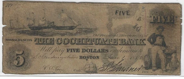 1850 $5 Boston, Mass ........... NO RESERVE