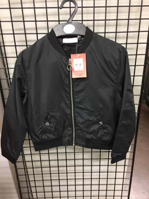 Girls Black Satin Bomber Jacket ex BHS Tammy Girl RRP £20