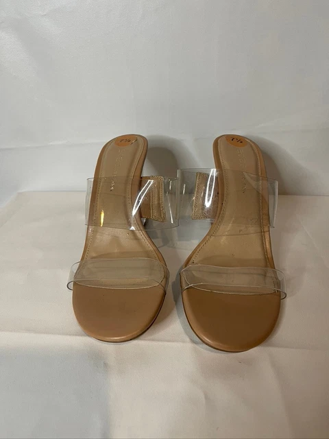 BCB GeneRation womens clear high wedge heel open toe Size 7.5