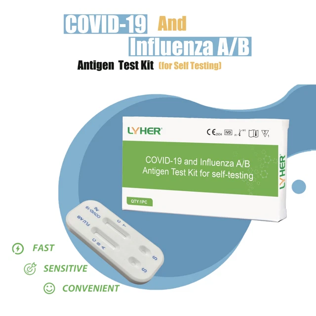 COVID19 UND INFLUENZA A/B (Grippe) Antigen Test Kit LYHER® zur
