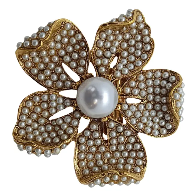 JENNIFER BEHR Ladies Yelena Gold Plated White Faux Pearl Hair Clip OS NEW RRP260