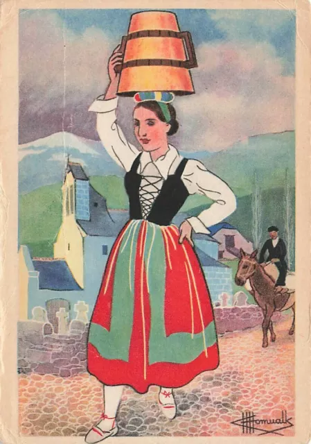 Basque Art Postcard Young Girl from Tardets Party Costume by Charles Homualk PJ4
