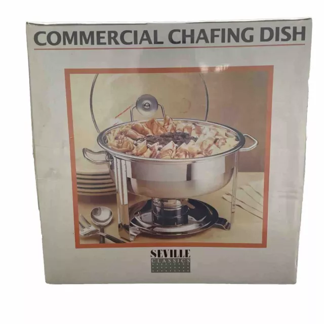 Seville Classics Commercial Chafing Dish 18/10 Stainless - 4 Qt. - 13" Diameter 