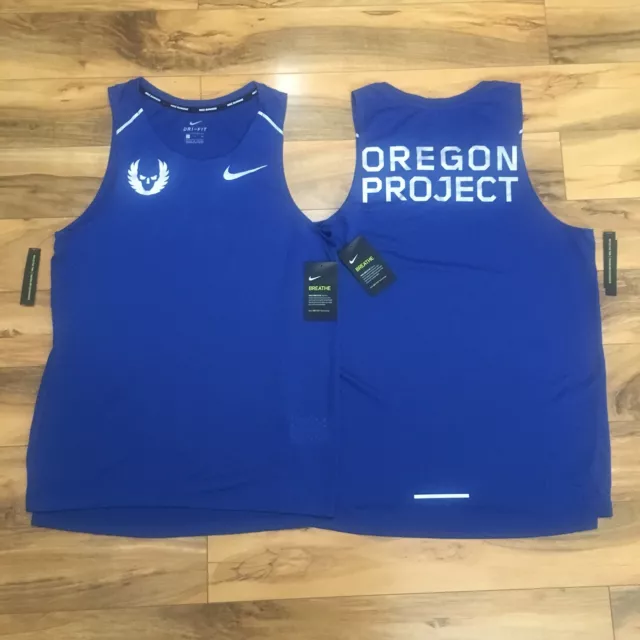 NIKE BREATHE OREGON PROJECT Running Singlet Royal Blue Reflective Spellout Rare 199.99 PicClick