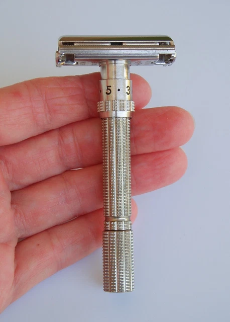 Vintage 1963 Gillette Slim Safety Razor I 3 Adjustable 1-9 DE Double Edge TTO