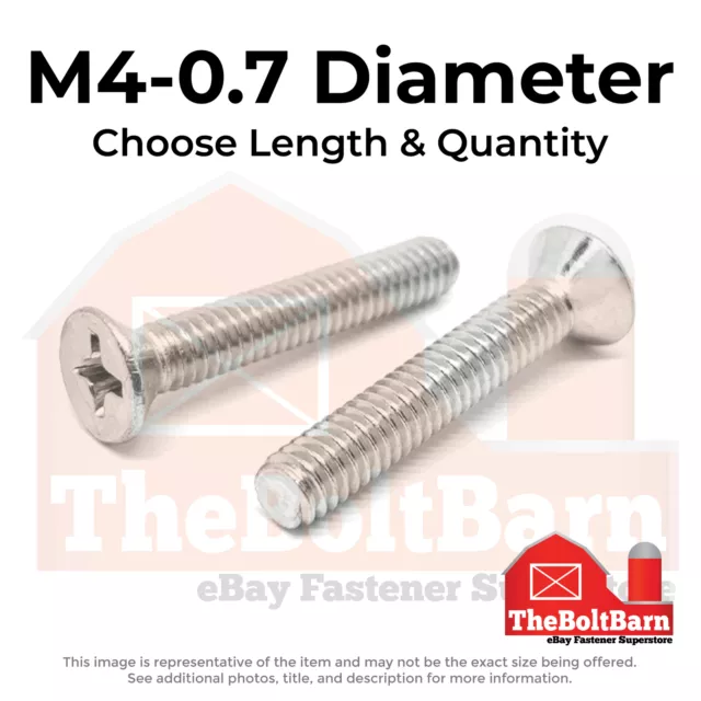 M4-0.7 Stainless Phillips Flat Head Machine Screws (Choose Length & Qty)