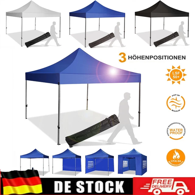 Faltpavillon 3x3M Regendicht Pavillon UV-Schutz Faltzelt mit 4 Seitenteilen Neu* 3