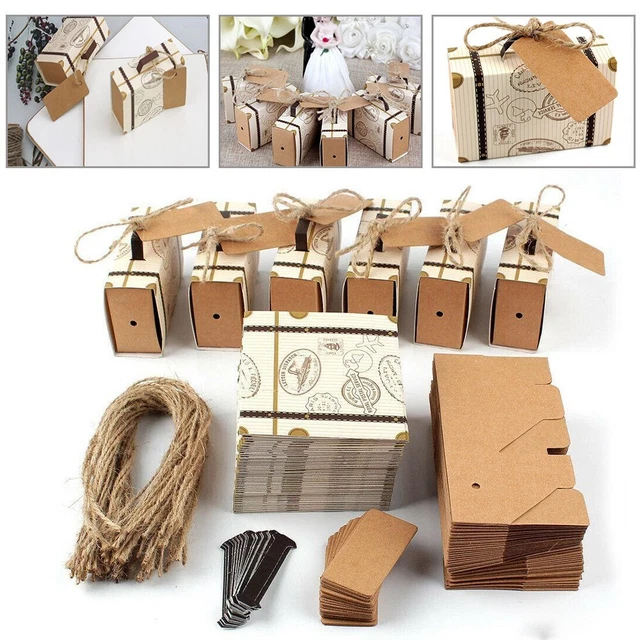 Mini Valises Vintage En Papier - Lot De 20 Avec Boussole, Pour Cadeau Mariage Ou Fête