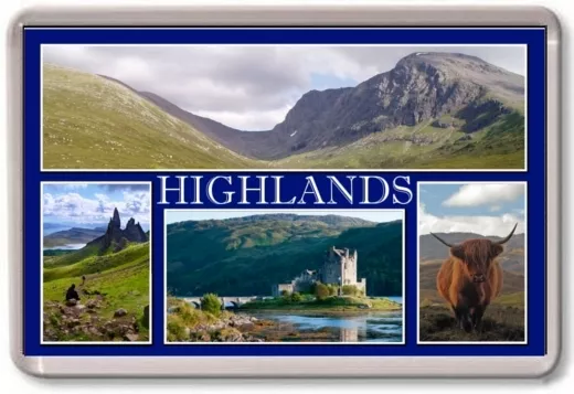 FRIDGE MAGNET - HIGHLANDS - Large - Scotland TOURIST