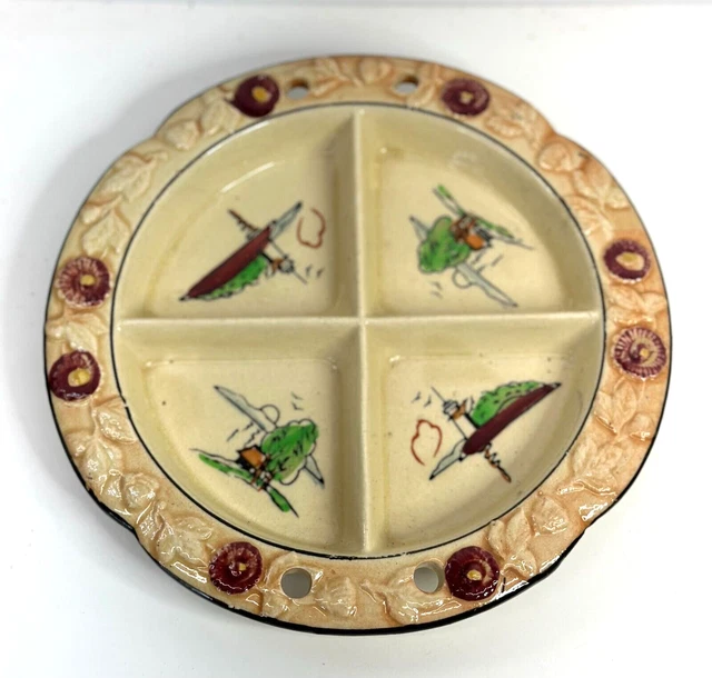 VINTAGE 1920’/30’s-Hotta Yu Shoten & Co- MAJOLICA Divided Plate-Made in Japan