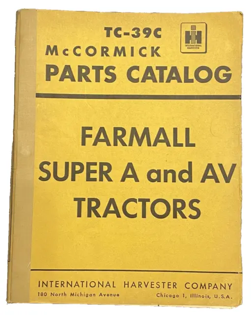 catalogue pièces tracteur McCormick INTERNATIONAL Harvester Farmall super A - AV