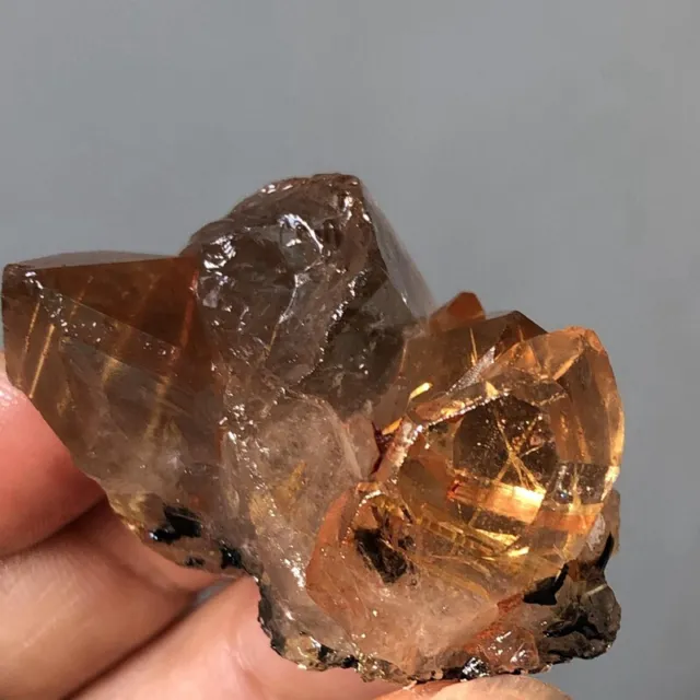 WOW！Rare TOP Natural clear Gold Rutilated Quartz Titanium Quartz Crystal cluster