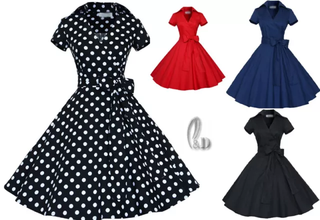 Au Stock 50'S Vintage Rockabilly Retro Swing Cocktail Party Cotton Dress Dr169