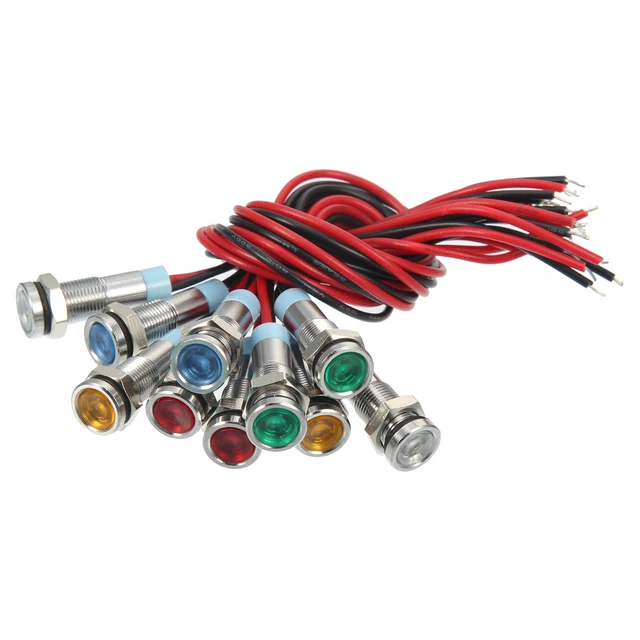 10uds 6mm Interior LED Indicador Luces Plana Cabeza 150mm Multicolor