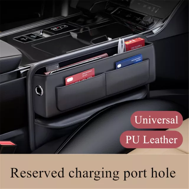 Car Seat Gap Catch Catcher Box Caddy Slit Pocket PU Leather Storage Organizer 3