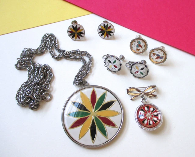 Vintage Hex Sign Lot Earrings Pendant Necklace Pin Vintage Hex Sign Lot Earrings Pendant Necklace Pin