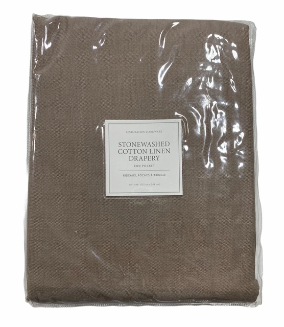 Restoration Hardware Stonewashed Cotton Linen Drapery Curtain Panel 50X96
