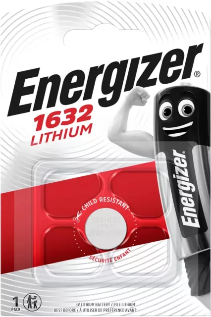 1 x ENERGIZER 1632 CR1632 3V Lithium Coin Cell Battery DL1632 KCR1632 BR1632