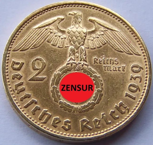 2 Reichsmark - Deutsches Reich - 24 Karat Vergoldet - Silber Münze Barren