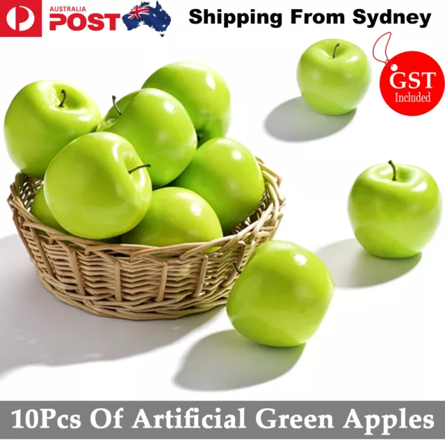 10X Artificial Green Apple Apples Fake Fruit Home Party Wedding Shop Decoration