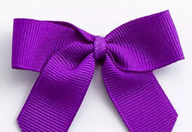 Large 5cm Purple Grosgrain Bows Self Adhesive Pre-Tied 16mm Ribbon Craft
