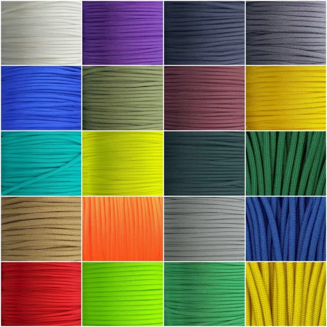 550 Paracord Type III 7 Strand Parachute Cord 50,100 ft Polyester Solid USA