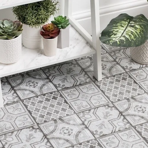 30.5cm x 30.5cm d-c-floor MOROCCAN GREY self-adhesive vinyl floor tiles