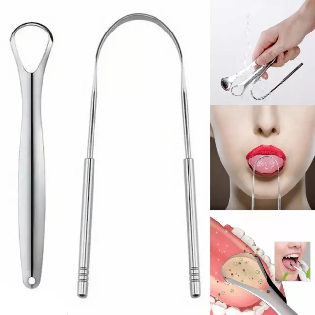 U Stainless Steel Tongue Tounge Cleaner Scraper Dental Care Hygiene Oral Mouth