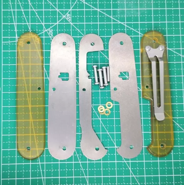 1 Pair ULTEM PEI Scales with Pocket Clip for 91mm Victorinox Swiss Army Knife