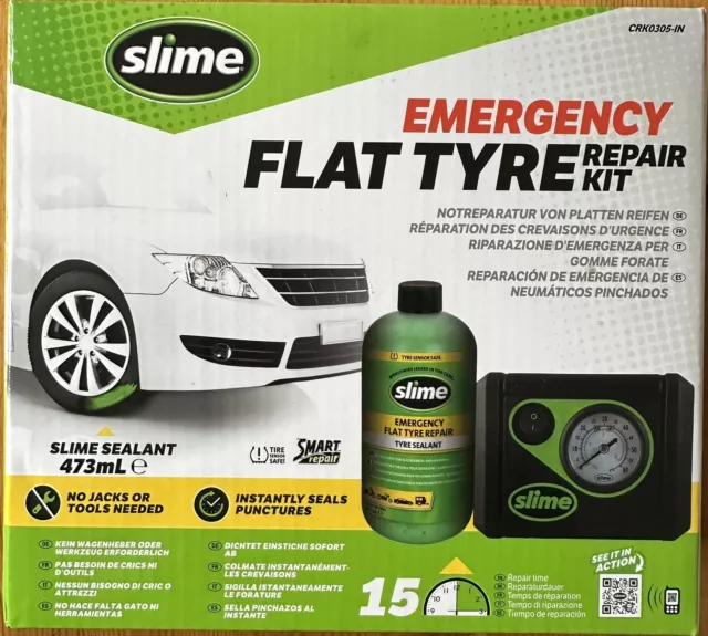 Emergency Flat Tyre Repair Puncture Air Compressor & Sealant Kit Slime