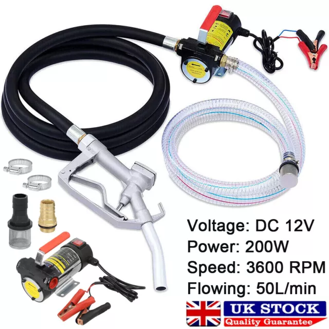 12V Electric Diesel Fuel Transfer Pump Oil Dispenser 50L/Min Fuel Extractor Set