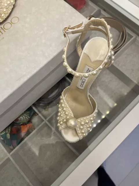 Jimmy Choo Pearl white SACORA 100 HEELS, Size 5, Wedding Shoes, Bridal 2