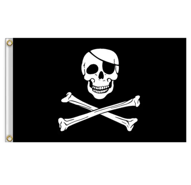 Skull Crossbones Jolly Roger Pirate Flag Outdoor 2 Grommets Banner 90x60cm AU