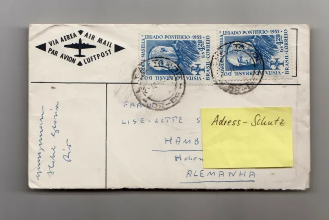Brief aus Brasilien 1955 nach Alemanha von Rio de Janeiro mit Abb. Hotel Gloria