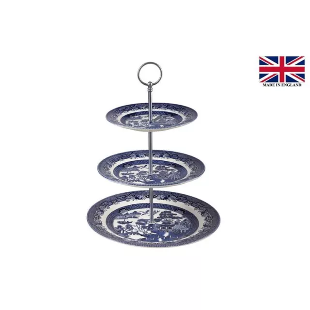 Queens by Churchill - Blue Willow 3 Tier Cake Stand (Made In England)